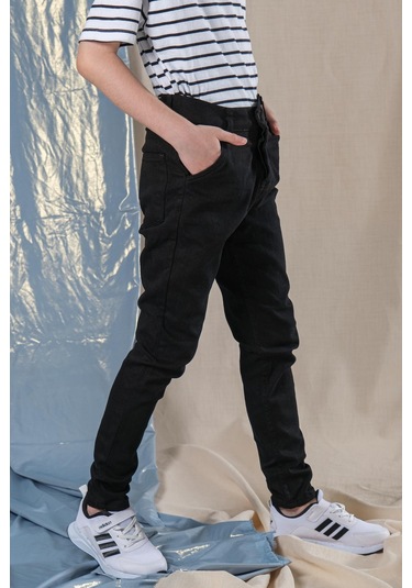 Erkek Çocuk Dar Paça Siyah Kot Pantolon 001