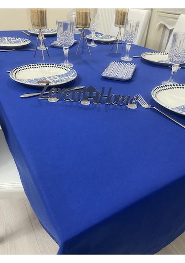Sıvı Geçirmez Dertsiz Masa Örtüsü Çivit Mavisi