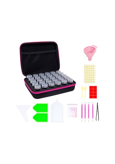 Sones Çok İşlevli Taşınabilir Elmas Boyama Alet Seti Saklama Çantası, Stil: 30 Izgara Pembe
