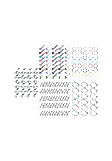 Suntek Kadın Kızlar Için Paslanmaz Çelik Burun Halkası 60-adet-beyaz Çok Renkli