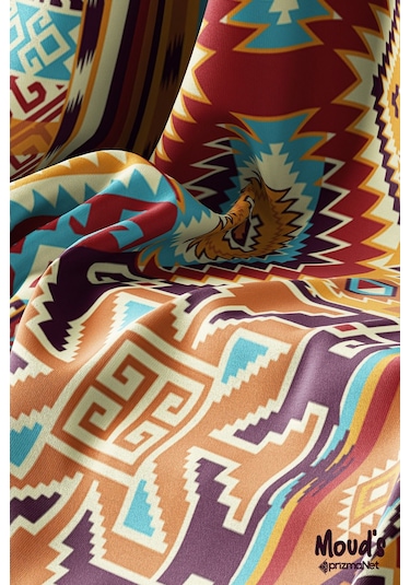 Etnik Kilim Desenli Baskılı Süet Runner Masa Örtüsü