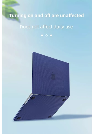 Arabulalaca Macbook Air 13 2020 A2179 Karbon Desenli Koruma Kılıf Mavi