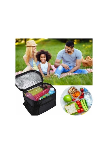 Xj Yalıtımlı Öğle Yemeği Çantası, 10 L Soğutucu Çanta, İş/okul/piknik/piknik İçin Öğle Yemeği Çantası, Siyah Çok Renkli