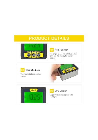 Su Geçirmez Manyetik Dijital Seviye Ve Açı Bulucu Çok Yönlü Mini Eğimölçer Lcd Ekranlı Arka Aydınlatmalı Eğim Ölçer Ip65 Su Geçirmez