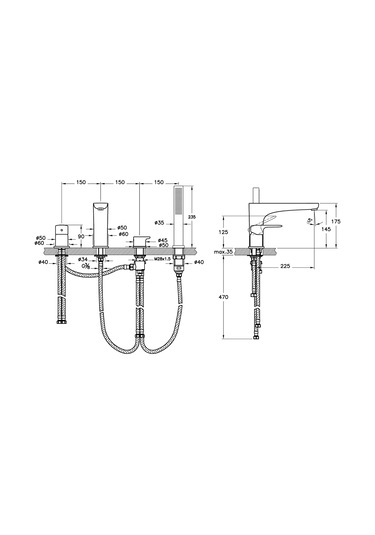 Artema Root Round A4274329 Küvet Bataryası, 4 Delikli, Soft Bakır