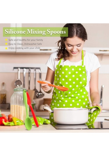 Ximistore9 4'lü Renkli Isı Dayanıklı Silikon Kaşık Seti: Pişirme Ve Servis İçin Evdeki Mutfak Araçları Turuncu/kırmızı/sarı/yeşil Çok Renkli