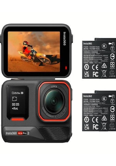 Insta360 Ace Pro 2 Aksiyon Kamerası Çift Bataryalı Paket Siyah
