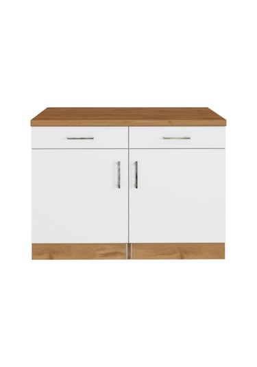 Lale Mutfak 2 Çekmeceli 2 Kapaklı Alt Modül -100 Cm - Çok Amaçlı Dolap -tezgah Dahil Beyaz