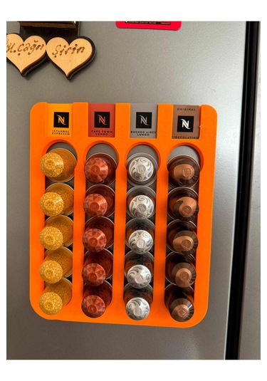 Kapsül Kahve Standı Buzdolabı Için Mıknatıslı 20 Kapsül Kapsül Tutucu Turuncu