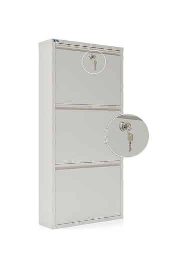 Ceha Kilitli Metal Ayakkabılık 3'lü Beyaz - K.AYK-3 /AB9010/KL