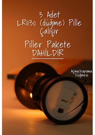 Led Mum Kamp Lambası 1 Adet - Tipi Pil Dahil Dumansız Alev Ledli Dekoratif Mum Dekor Işığı Siyah Pt437 Siyah