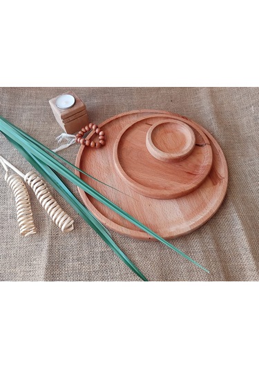 Yuvarlak Ahşap Tabak 3’Lü Set Ahşap