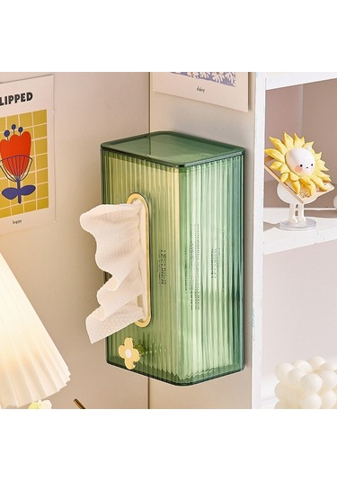 Yeşil Yumruksuz Yaratıcı Doku Kutusu Duvara Monte Kağıt Havlu Peçete Saklama Kutusu Ev Mutfak Banyo Kağıt Organizatör