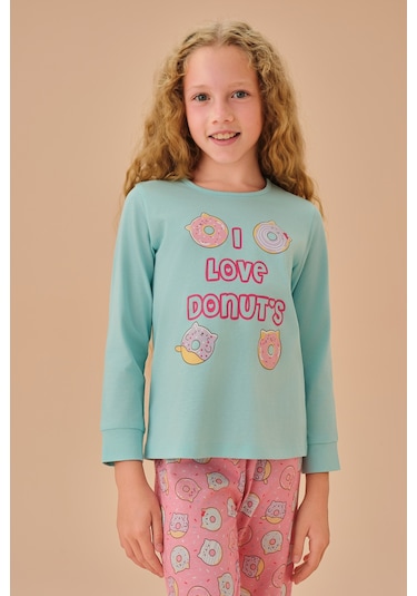 Suwen Bella Çocuk Pijama Takımı Shc25221660a1355 Donut Çok Renkli