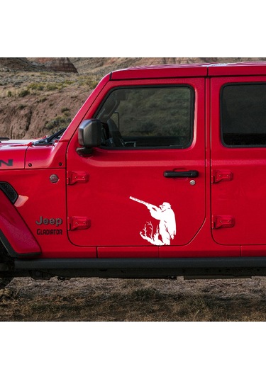 Avcı Sticker - Av Sticker - Hunter Sticker - 30cmx30cm - Beyaz