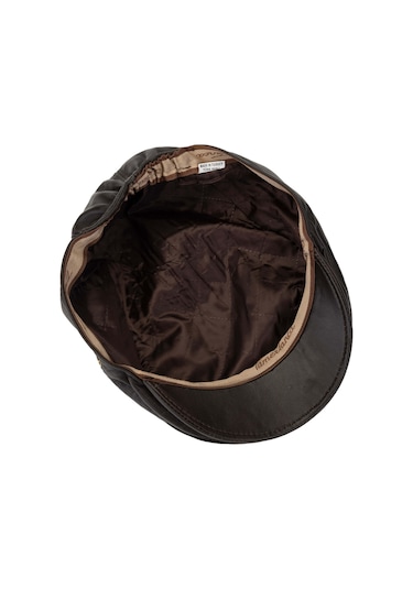 Tamer Tanca Erkek Hakiki Deri Kahverengi Şapka 524 London-y Sapka Kahve Koyu Kahve