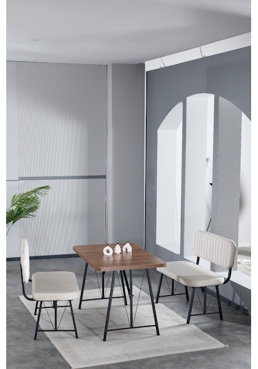 Mygusi Hayat 2 Bench Mutfak Masası Amalfi Ceviz Krem