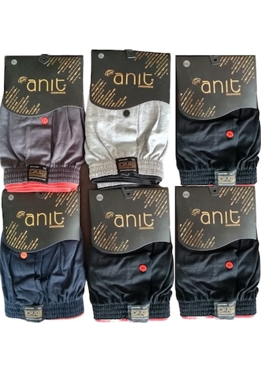 Anıt 1146 Erkek Boxer Düğmeli Penye Boxer 6'Lı Paket