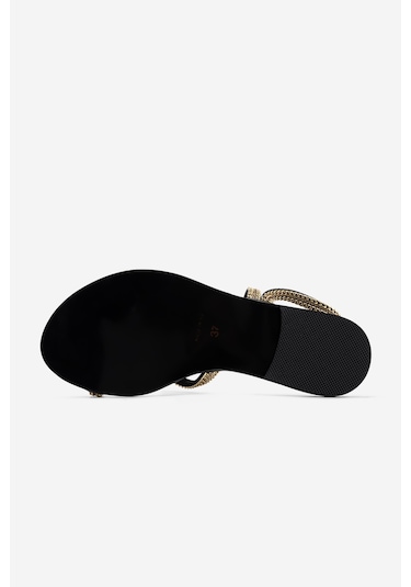 Valmenti Kadın Hakiki Deri Black/gold Düz Sandalet 1141 740 Bn Sndlt Y26 Black/gold Siyah - Altın