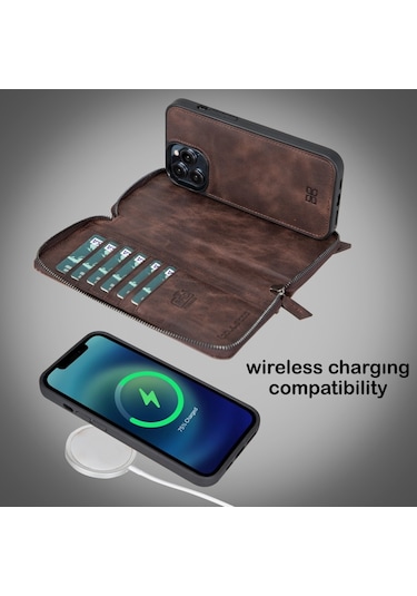 Bouletta Apple Iphone 13 Pro Max Uyumlu Deri Fermuarlı Cüzdan Kıl (544406866)