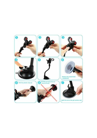 Jms Darbeye Dayanıklı Güçlü Emiş İçin Pratik Hafif Hortum Navigasyon Araç Cep Telefonu Tutucu Siyah