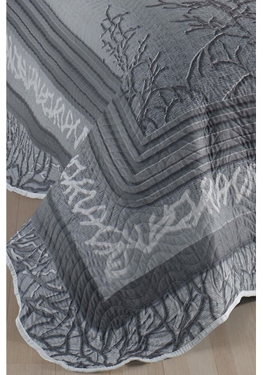 Eylül Gri Çift Kişilik Kapitone Yatak Örtüsü