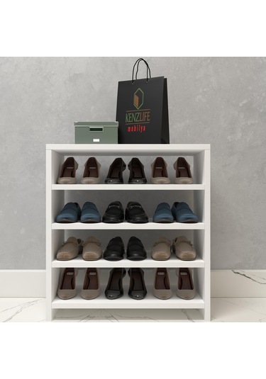 Kenzlife Ayakkabılık Konevi Mat Beyaz Suntalam 065 060 30 Oniki Çift Ayakkabı Kapasitesi Arkalıksız Beyaz