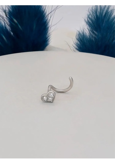 Veronika Şık Burun Piercingi, 925 Ayar Gümüş, Elmas Simli Burun Piercingi 320239393 Gri