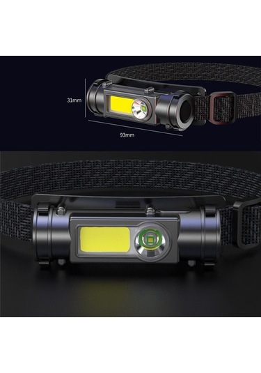 Rongcai Ready Stock Led Far Cob Çalışma Işığı Mıknatıslı Su Geçirmez El Feneri Usb Şarj Edilebilir Açık Kamp Balıkçılık Projektör Ev Far Siyah