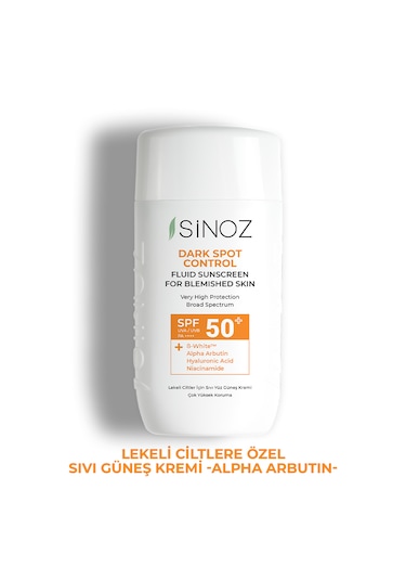 Sinoz Koyu Cilt Lekelerine Etkili Sıvı Yüz Güneş Kremi Hibrit Formül PA++++ SPF50+ 50 ML