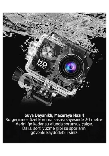 Aksiyon Kamera 1080p Hd Suya Dayanıklı - 140 Geniş Açı Lcd Ekran