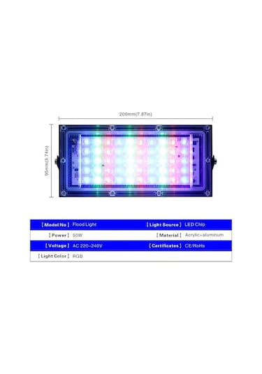 Yaozixa Rgb Led Projeksiyon Lambası 50w Dış Mekan Aydınlatması Kumanda Kontrollü 220-240v Toz Ve Nem Koruma RGB