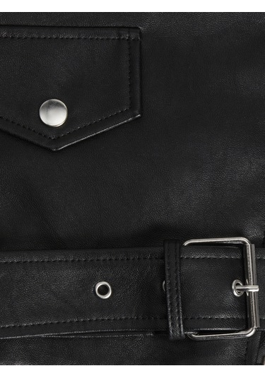 Kadın Fermuarlı Suni Deri Ceket - Frida Black Siyah