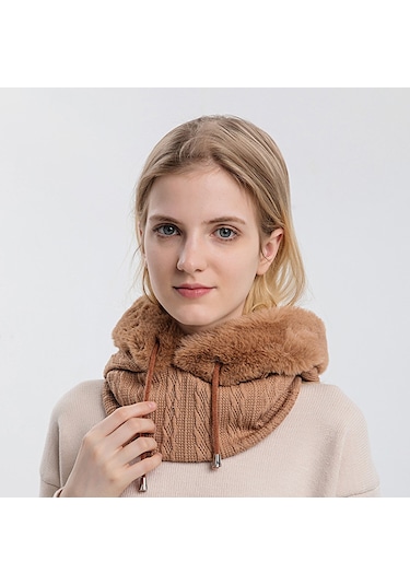 Ww Açık Havada Soğuğa Dayanıklı Kayak Şapkası, Yüz Maskesi, Tek Parça Soğuğa Dayanıklı Başlık - Açık Kahverengi