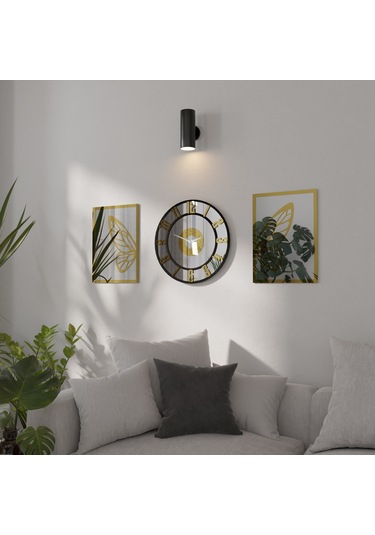 Dekoratif Ayna Pleksili Kelebek Tasarımlı 3 Parça Duvar Saati Gümüş - Altın