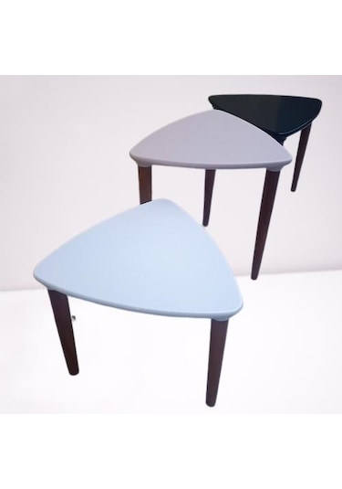 Zigon Sehpa Model 90517 Konik Ayak Üçgen Tabla Üç Renk Kutuda Sevk El Yapım