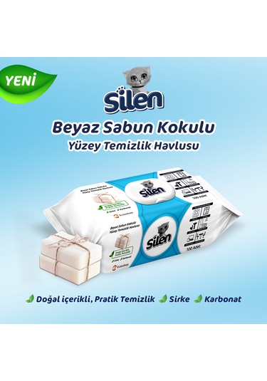 Silen Beyaz Sabun Kokulu Yüzey Temizleme Havlusu 4'lü 400 Yaprak