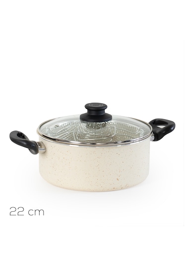 Porsima 4404 3 Parça Granit Kızartma Cips Tenceresi 22cm 2lt Krem