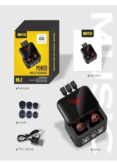 Time&Tech M88plus Bluetooth 5.2 Kablosuz Kulak İçi Kulaklık