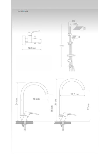 Armour Armatür Banyo Batarya Seti Beyaz