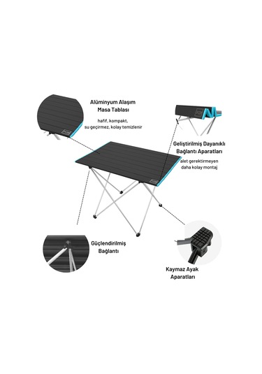 Box&Box Alüminyum. Katlanabilir Kamp ve Piknik Masası