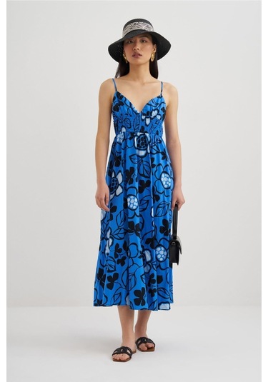 Mathilda Store Kadın Ip Askılı Midi Elbise Siyah