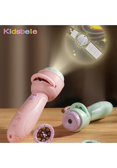 Gebibd Karikatür El Feneri 80 Desen 3d Proje Oyuncak Çocuklar İçin Mavi Mor