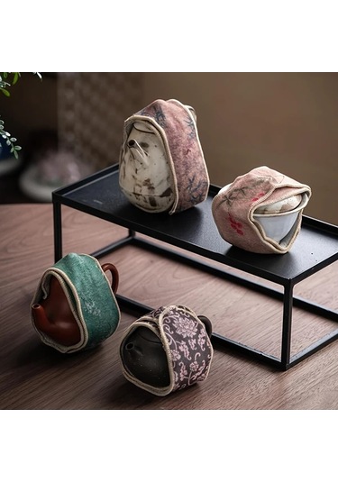 Fochsia 2pcs Yeşil Ve Kahverengi Katlanır Saklama Çantası Yapışkan Bantlı Çift Taraflı Polar Seyahat Çay Seti Düzenleyici Çok Fonksiyonlu Çaydanlık Kaymaz Altlık "value":"siyah"