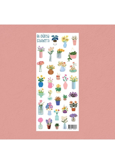 M55 Saksılar İçinde Sticker Seti Çok Renkli