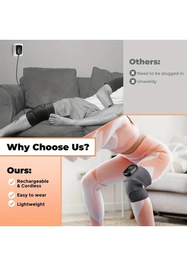 Fochsia Siyah Usb Şarjlı Isıtmalı Diz Masaj Aleti Omuz Dirsek Isıtıcılı Ayarlanabilir Titreşimli Bacak Masajı Altın