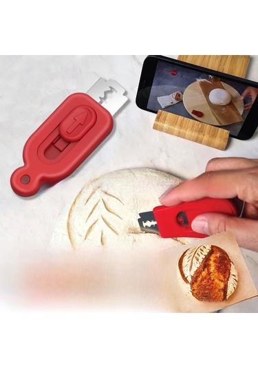 Dofolink Pasta Kesme Ve Püf Noktaları Oluşturma Aleti - Fırıncılar İçin 5 Bladed Mavi Gelişmiş Ekmek Dekorasyon Aracı Mavi