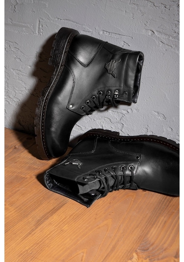 Glaz Hakiki Deri Erkek Bağcıklı Postal Bot, Harley Bot