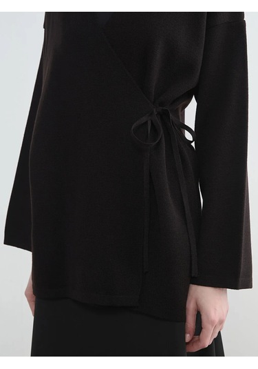 Lc Waikiki Siyah Kruvaze Yaka Kadın Kimono
