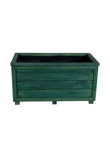 Kaf Ahşap Dekoratif Ahşap Saksı - Uzun / Zümrüt Yeşili